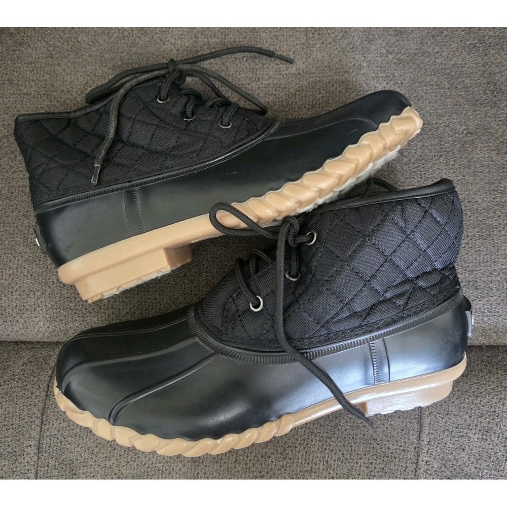 St John's Bay Woman's Rain Duck Boots Size 9M Black SJB Denton Super Shape Read